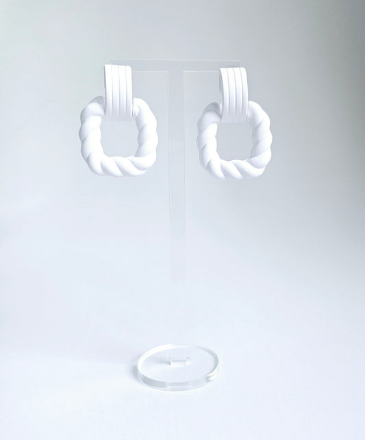 White Andkiss Twist Drop Earring