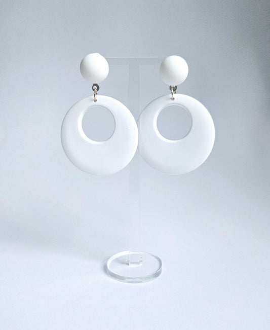 White Round Drop Earring