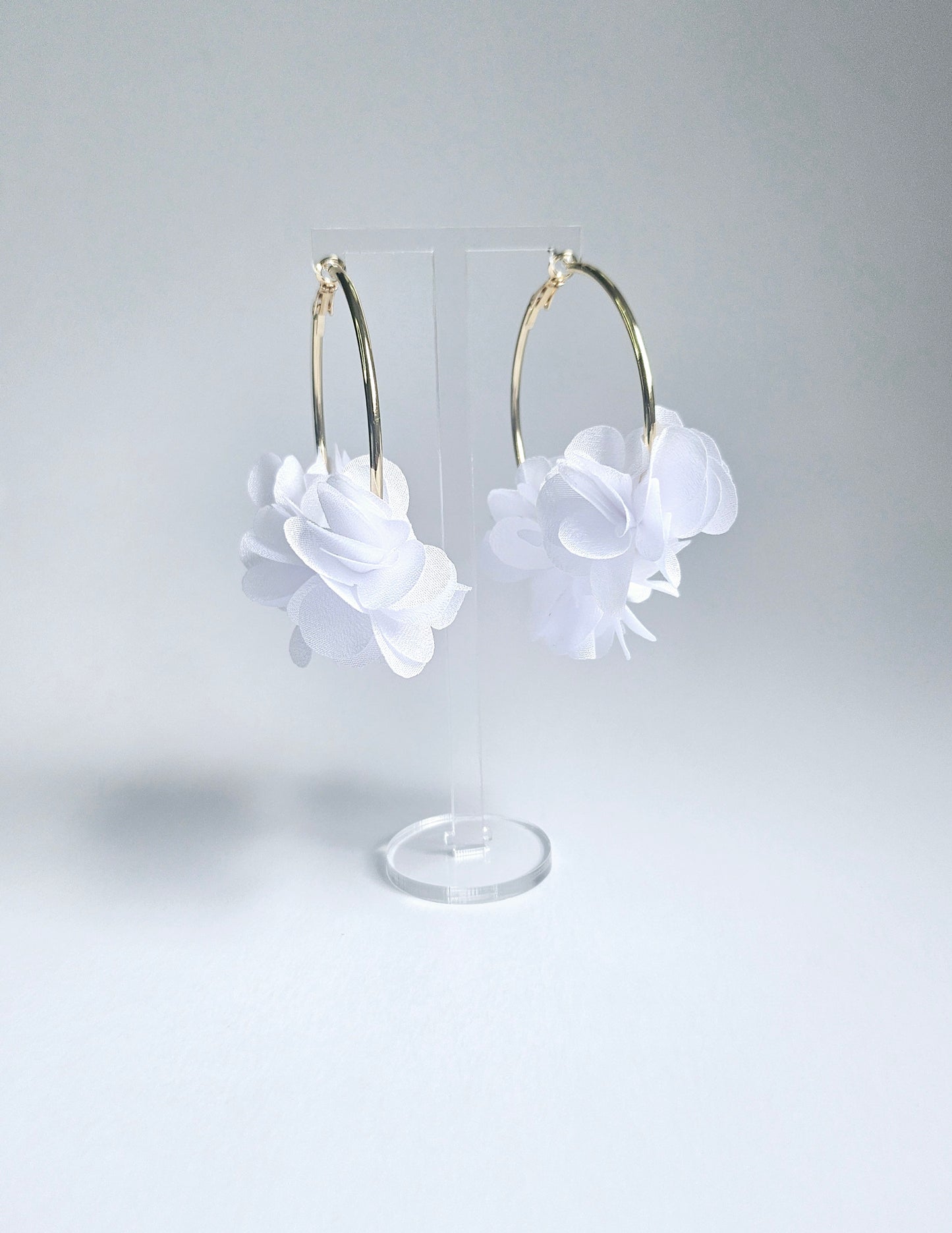 White Charming Floral Hoop Earring