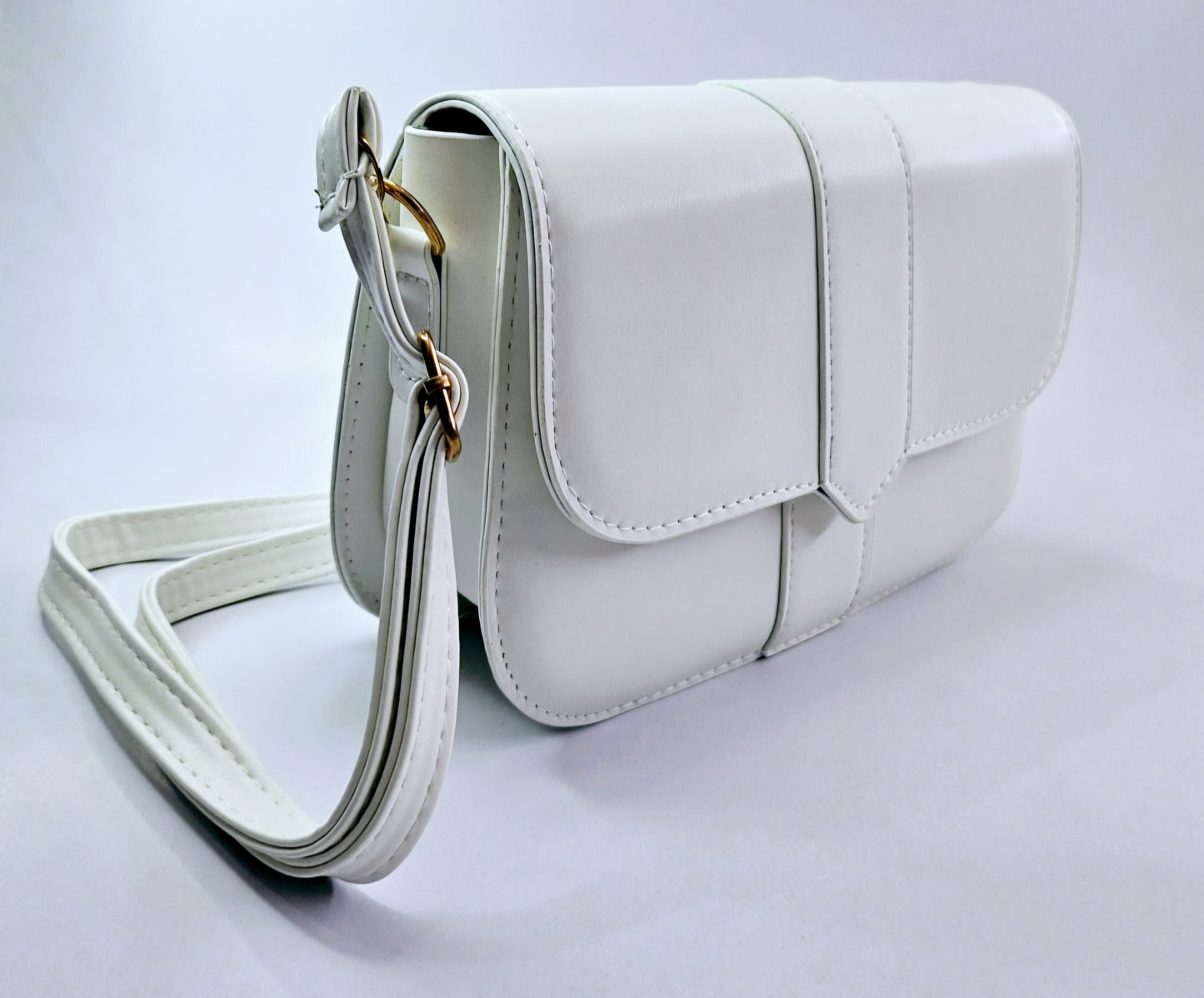 White Stitch Flap Square Bag