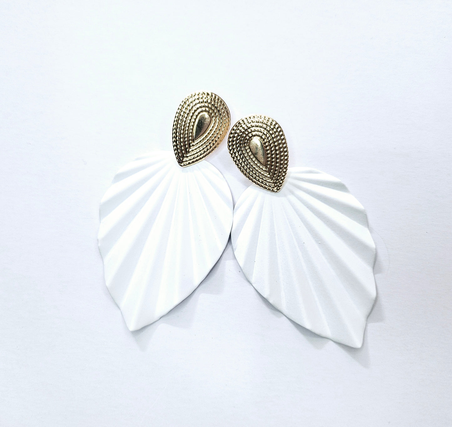 White Leave Drop Earring