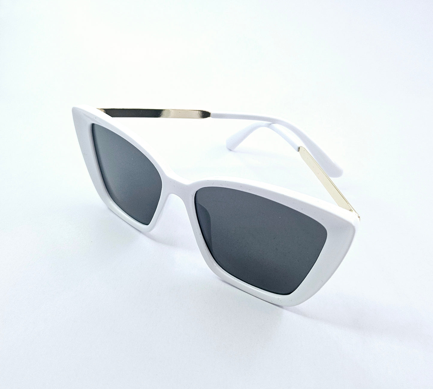 White Frame Wide Rimmed Square Sunglasses