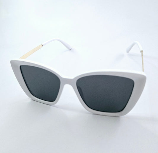 White Frame Wide Rimmed Square Sunglasses