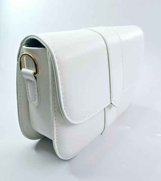 White Stitch Flap Square Bag