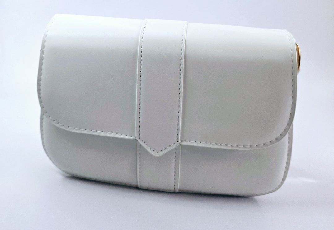 White Stitch Flap Square Bag