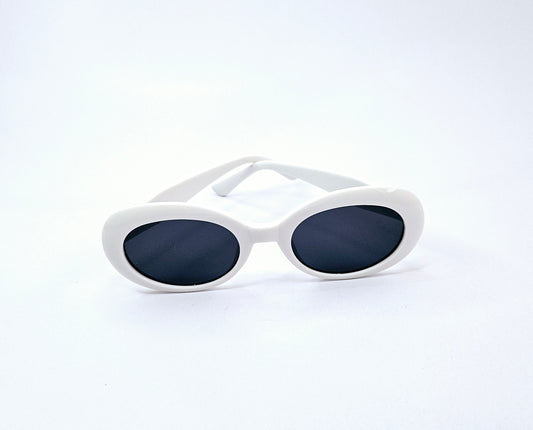 White frame Oval Shaped Sunglasses