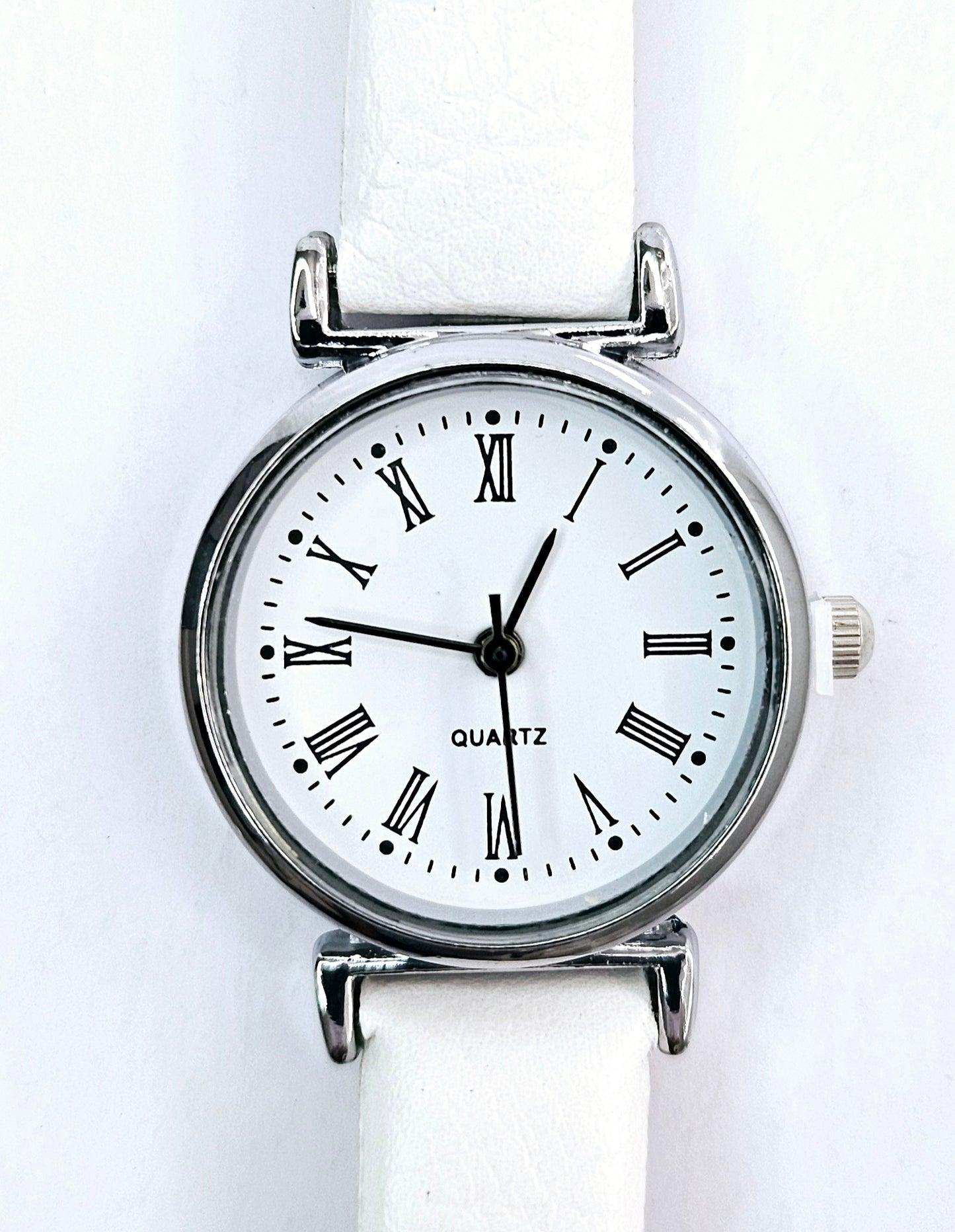 White Strap Watch With Roman Numerals