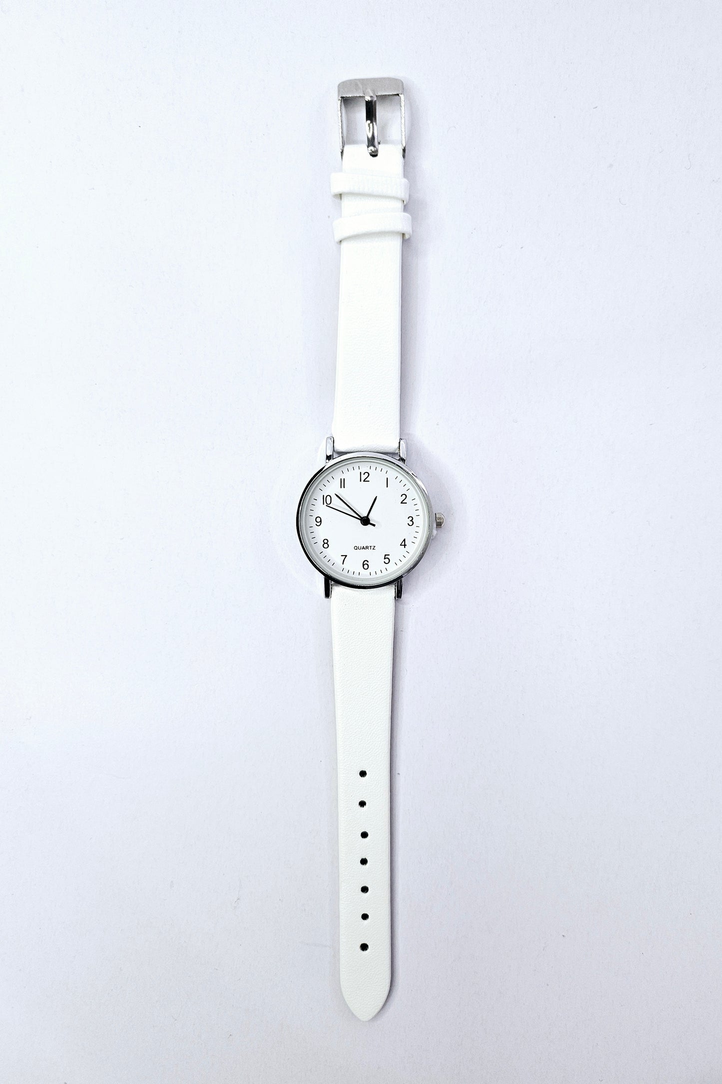 White Strap watch with Round Pointer