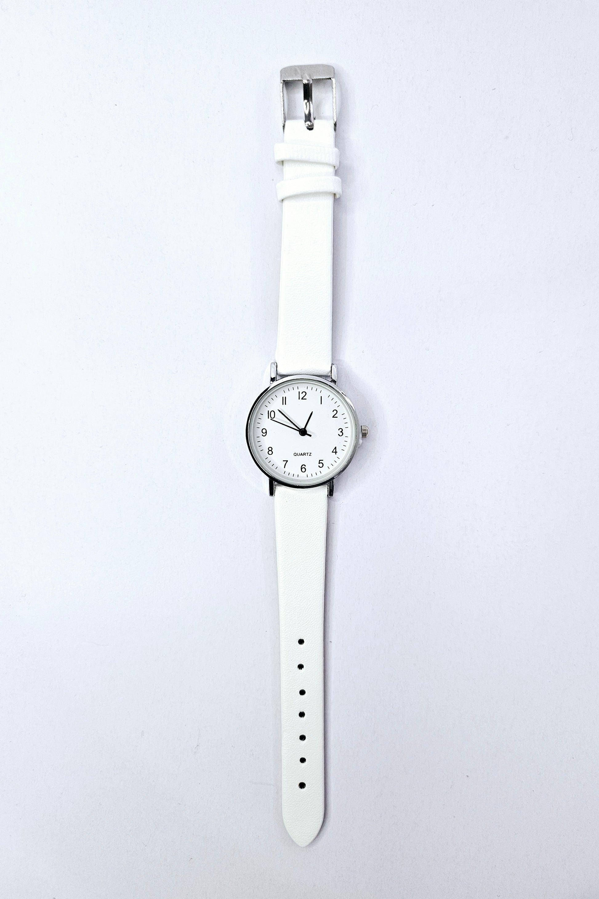 White Strap watch with Round Pointer