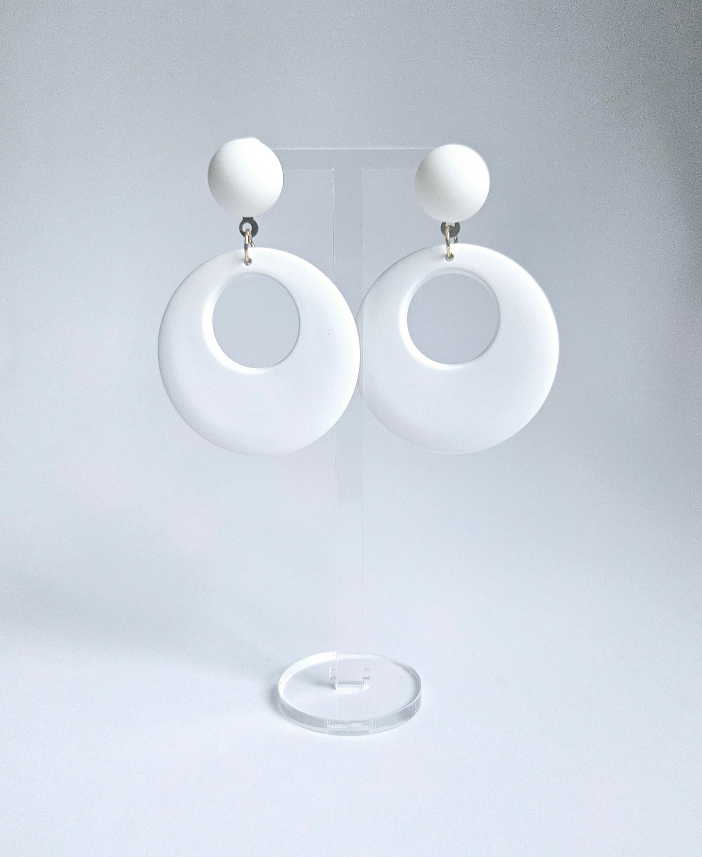 White Round Drop Earring