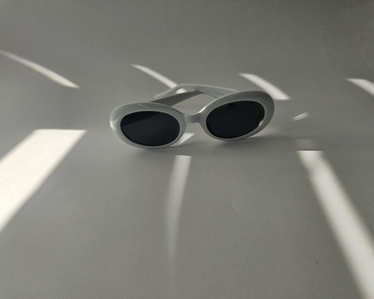 White Vintage Oval Shaped Sunglasses