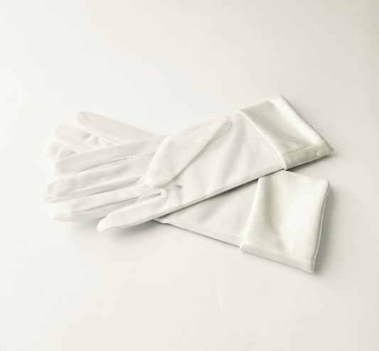 White Satin Trim Glove