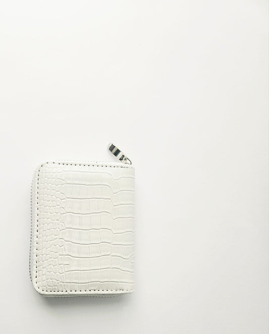 White Crocodile Embossed Card Holder