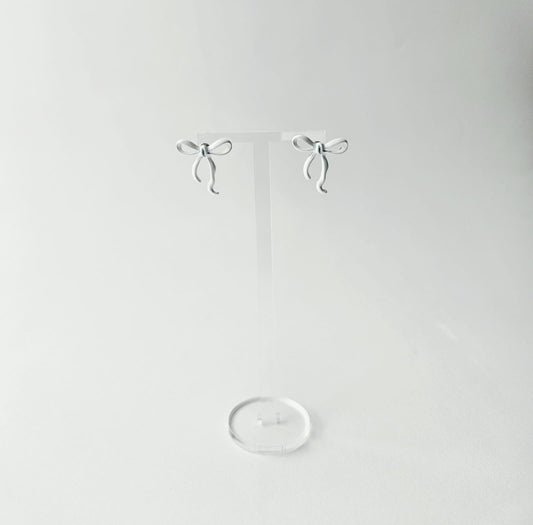 White Petite Bow Earring