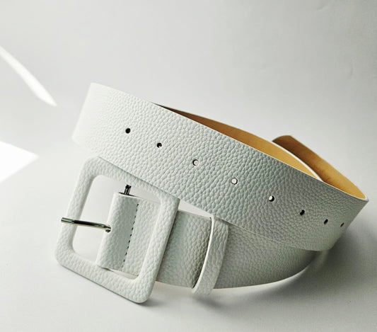 White Square Buckle Belt